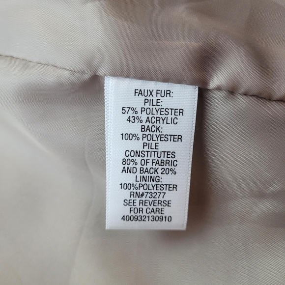 Elle faux fur cozy tan cropped high collar open vest comfy edgy luxe boho M - Picture 8 of 10
